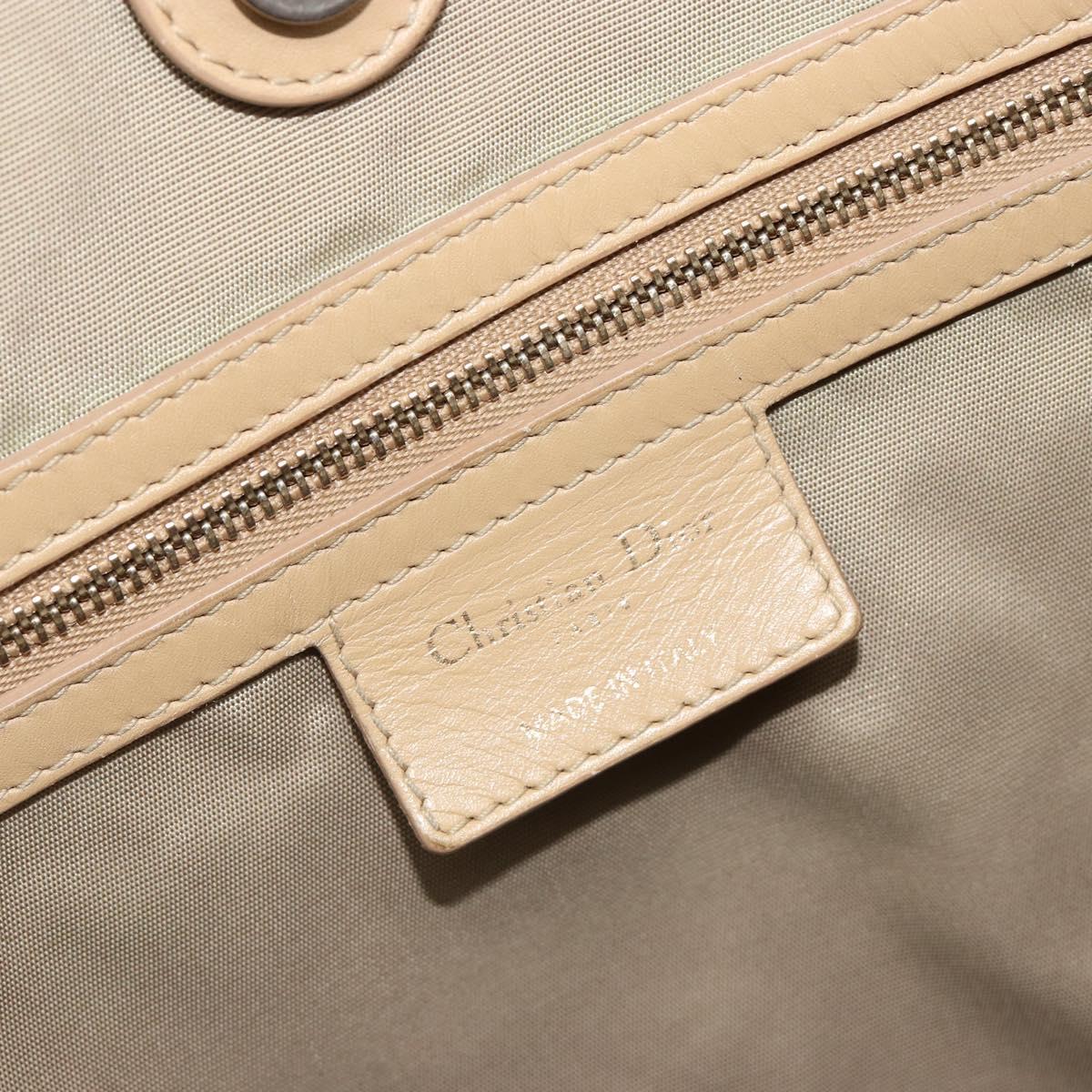 Christian Dior Lady Dior Tote Bag Coated Canvas Beige Gold Auth 185168