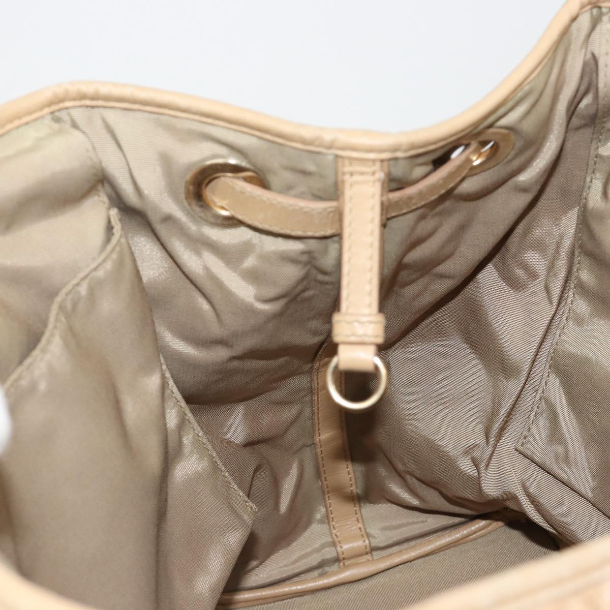Christian Dior Lady Dior Tote Bag Coated Canvas Beige Gold Auth 185168
