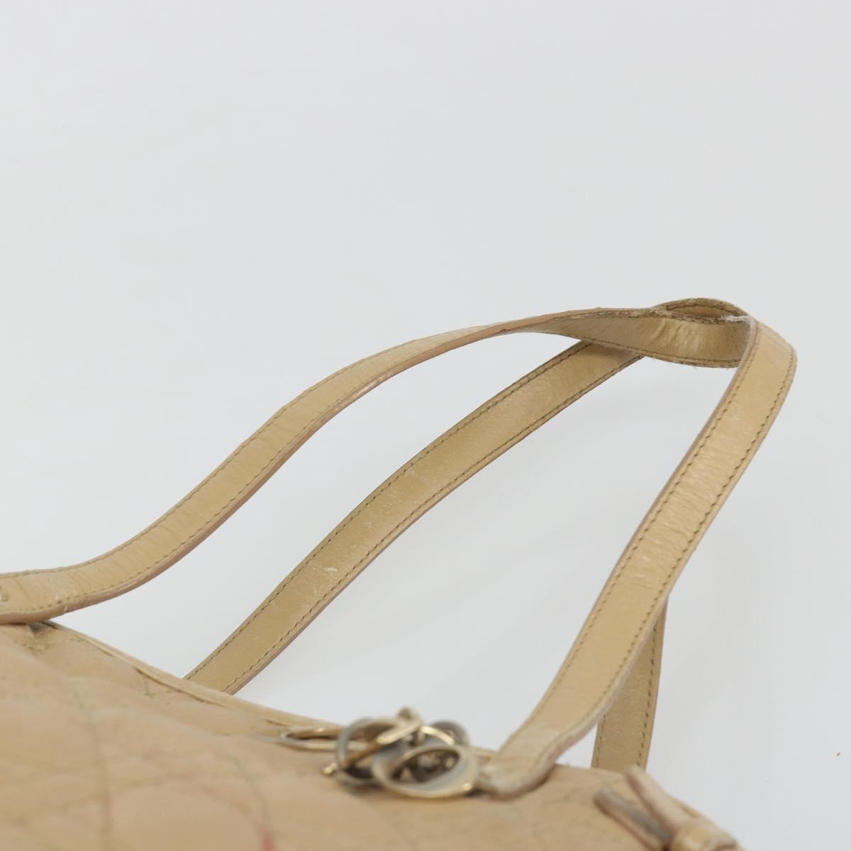 Christian Dior Lady Dior Tote Bag Coated Canvas Beige Gold Auth 185168