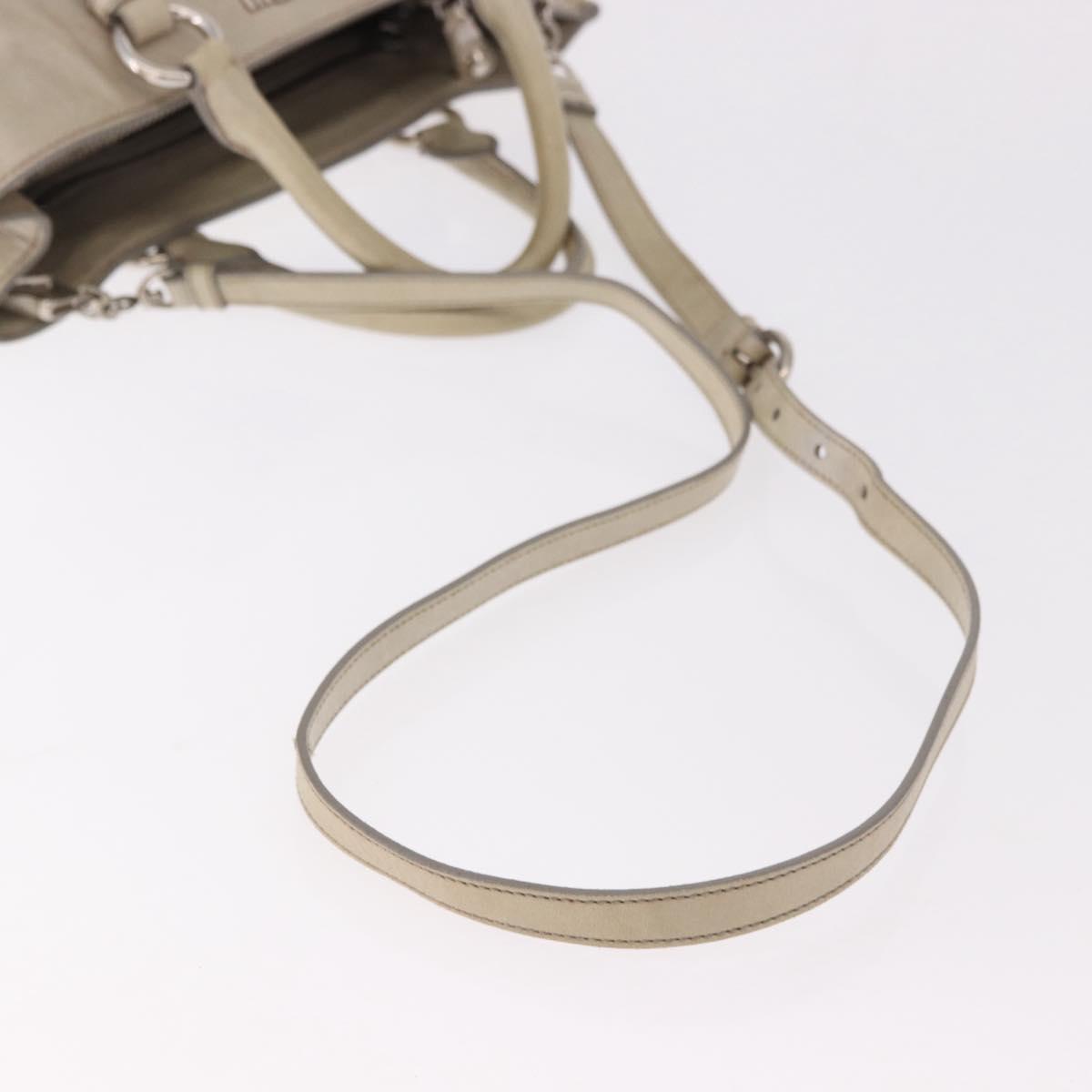 Miu Miu Hand Bag Leather 2way Gray Silver Auth 185170V