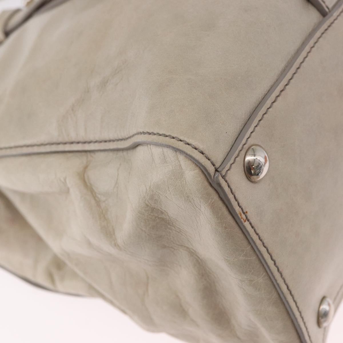 Miu Miu Hand Bag Leather 2way Gray Silver Auth 185170V
