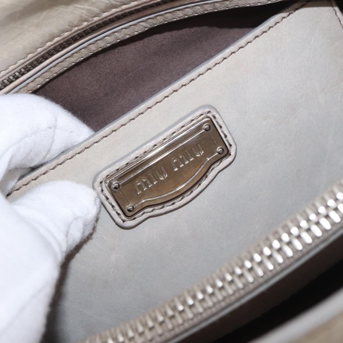 Miu Miu Hand Bag Leather 2way Gray Silver Auth 185170V