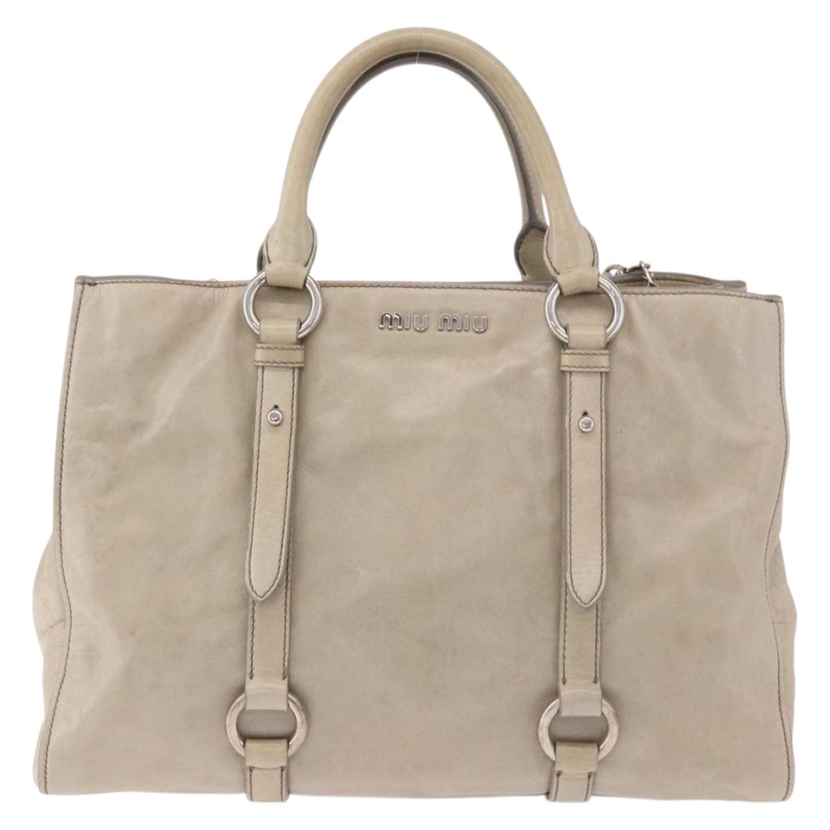Miu Miu Hand Bag Leather 2way Gray Silver Auth 185170V