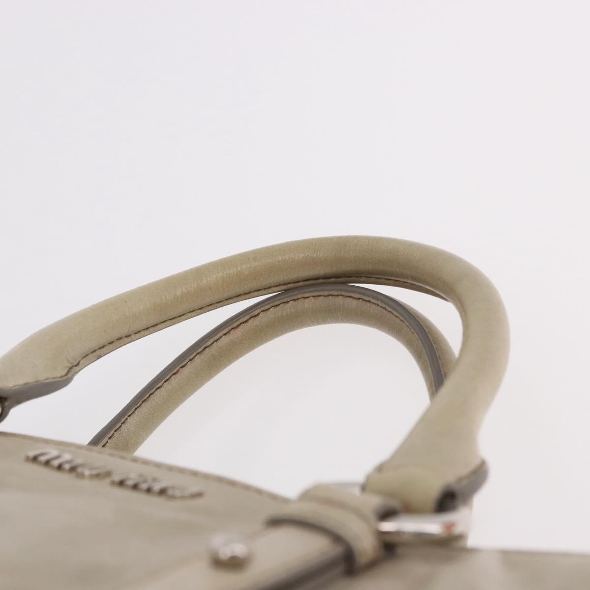 Miu Miu Hand Bag Leather 2way Gray Silver Auth 185170V
