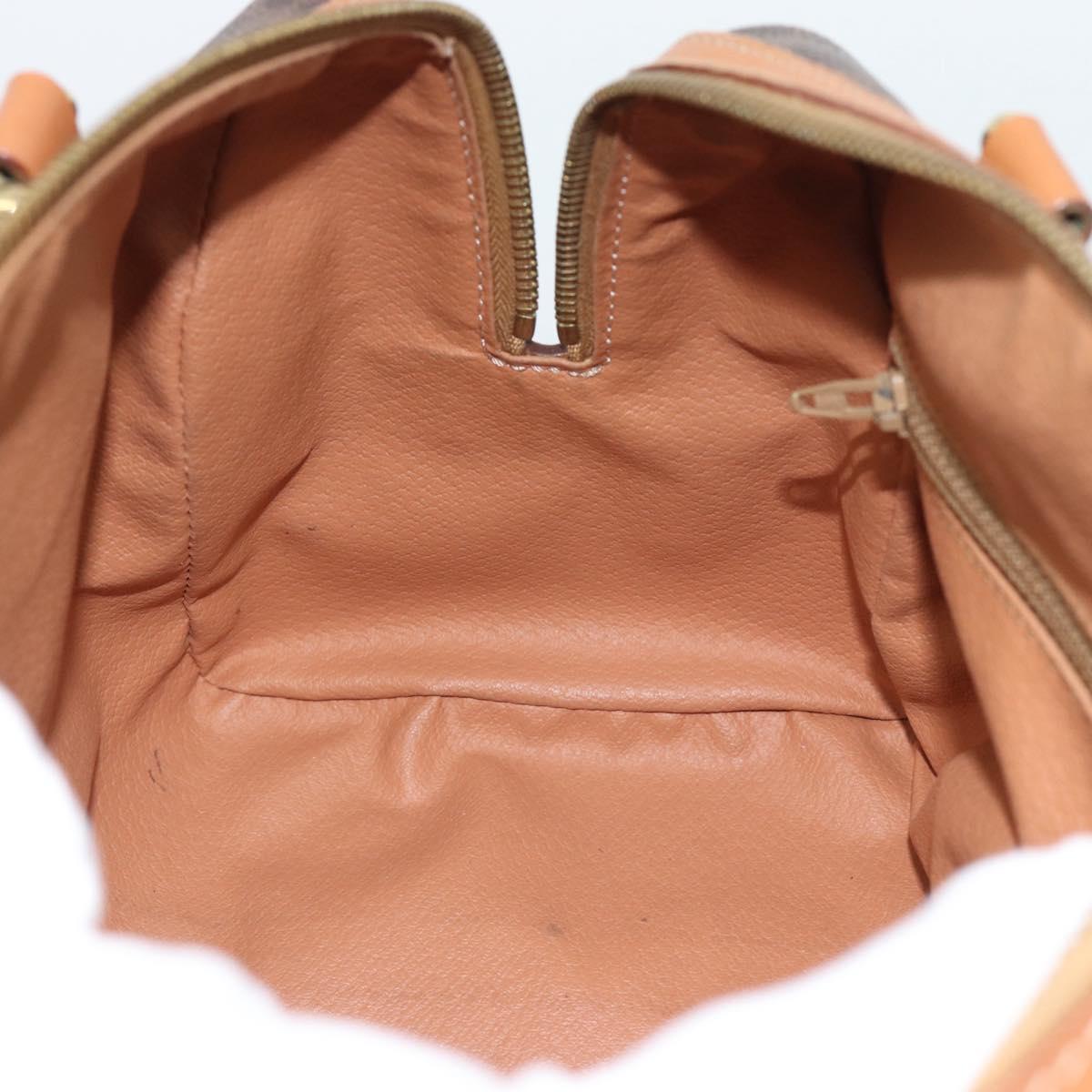 CELINE Macadam Canvas Hand Bag PVC Leather Brown Gold Auth 185171V