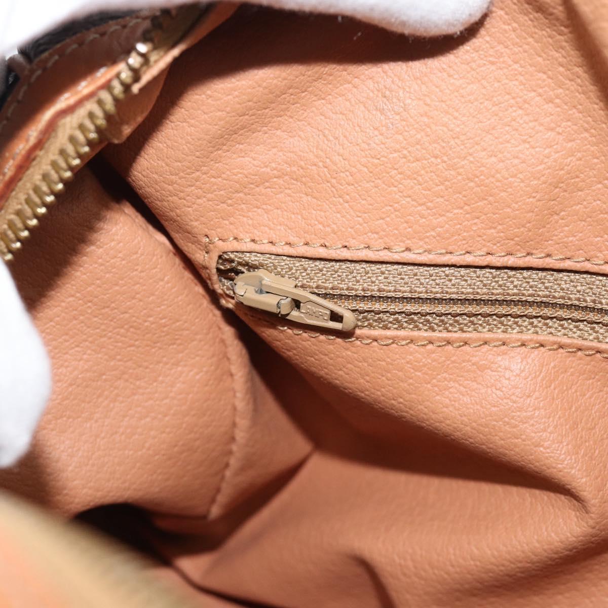 CELINE Macadam Canvas Hand Bag PVC Leather Brown Gold Auth 185171V