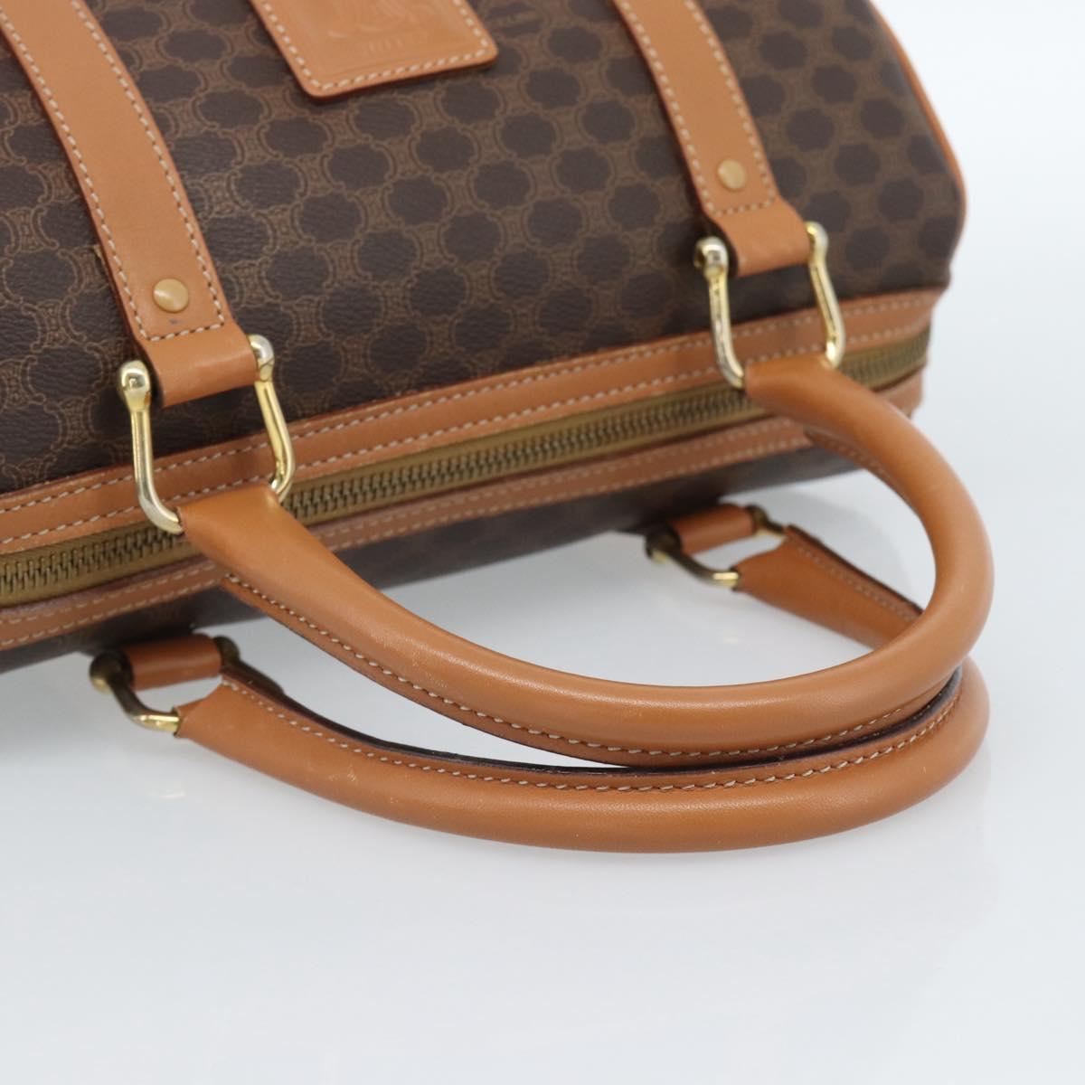 CELINE Macadam Canvas Hand Bag PVC Leather Brown Gold Auth 185171V