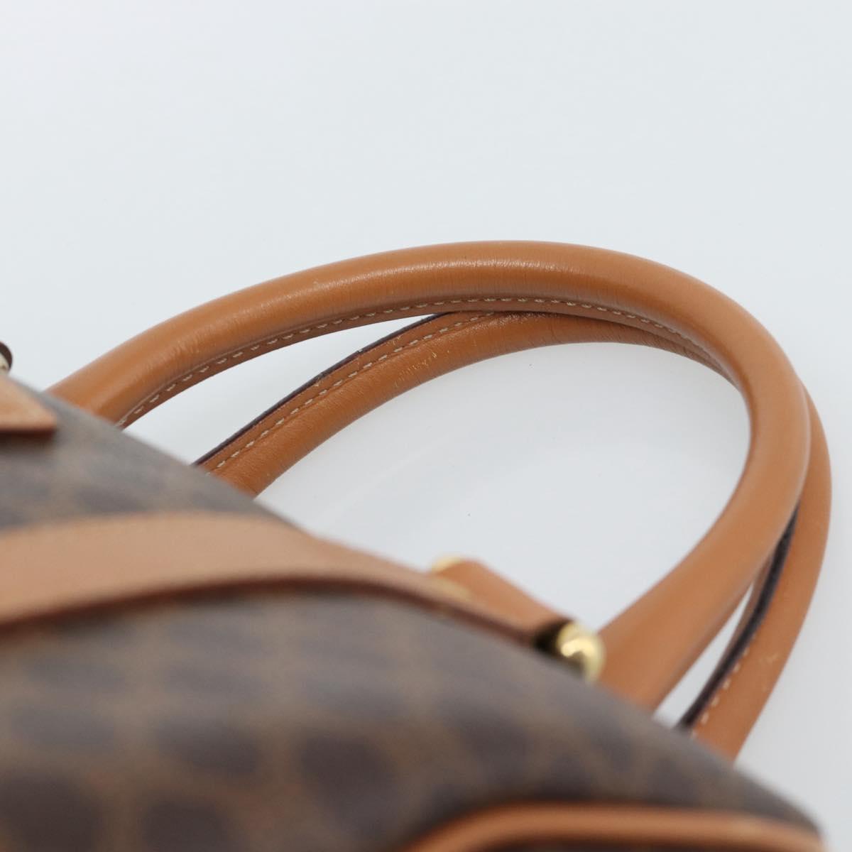 CELINE Macadam Canvas Hand Bag PVC Leather Brown Gold Auth 185171V