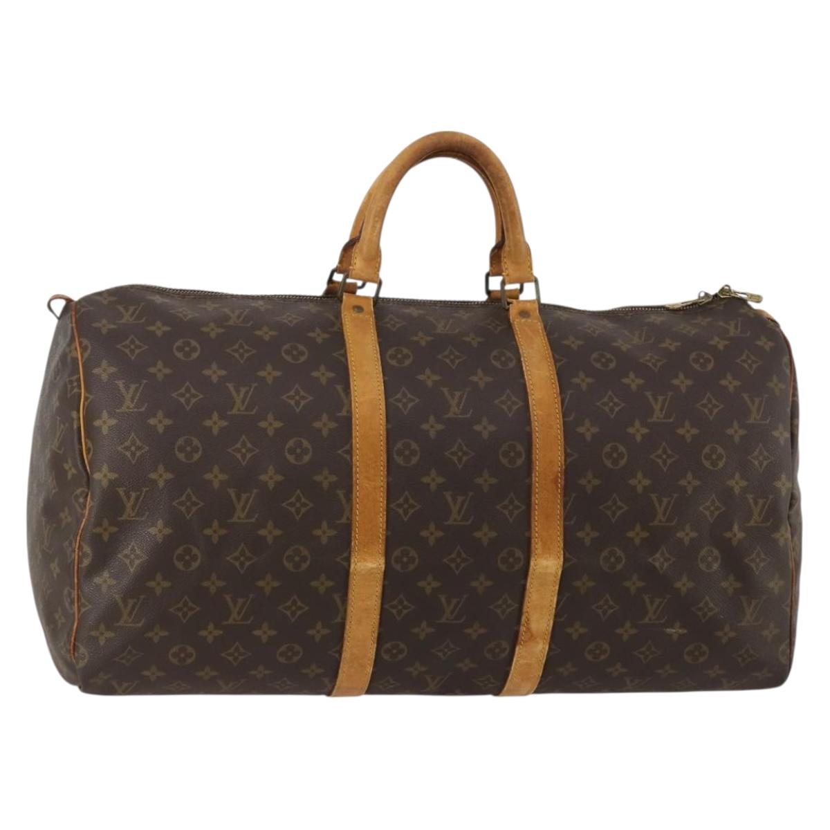 LOUIS VUITTON Monogram Keepall 55 Boston Bag M41424 LV Auth 185174