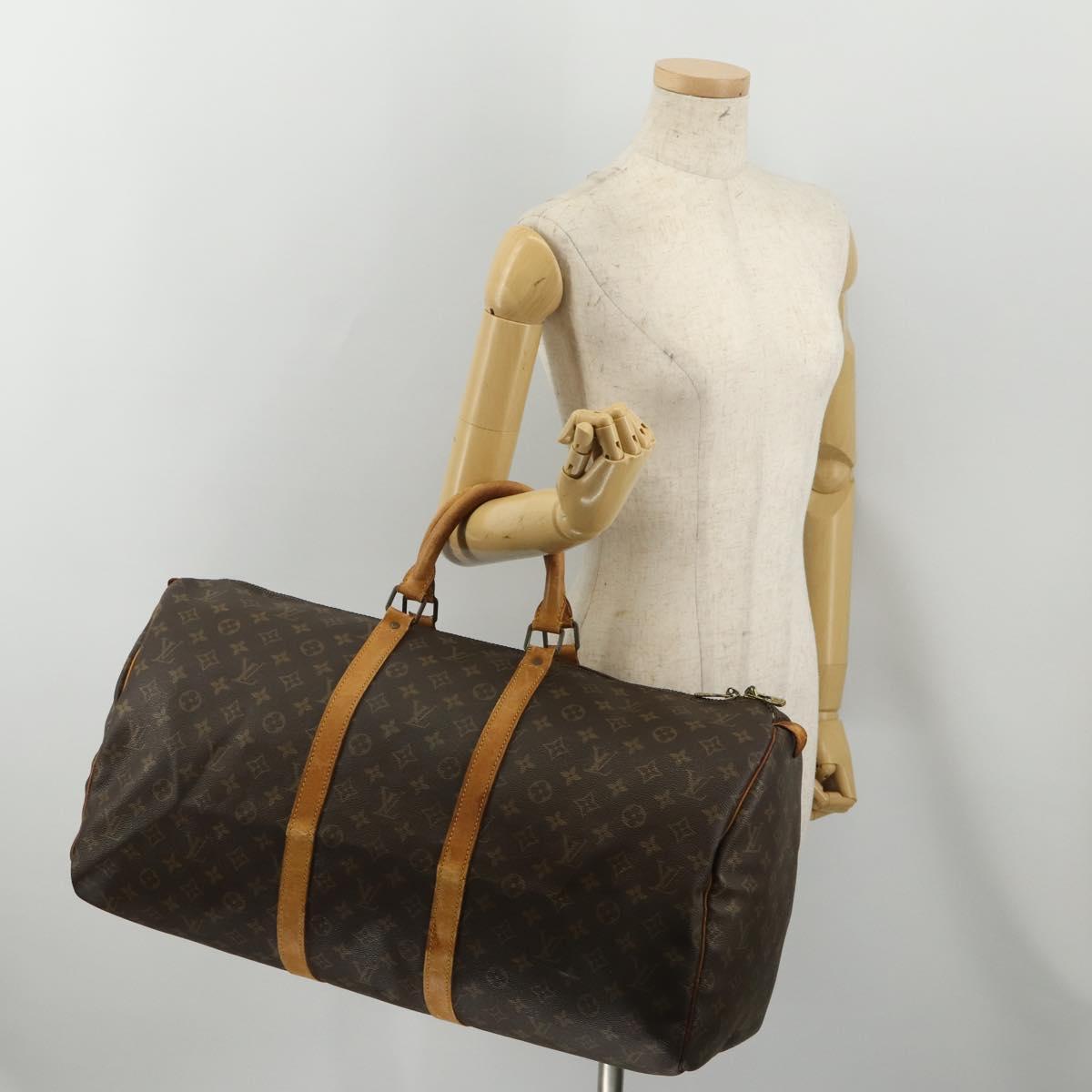 LOUIS VUITTON Monogram Keepall 55 Boston Bag M41424 LV Auth 185174