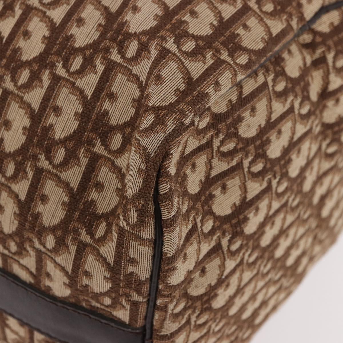 Christian Dior Trotter Canvas Boston Bag Brown Gold Auth 185175A