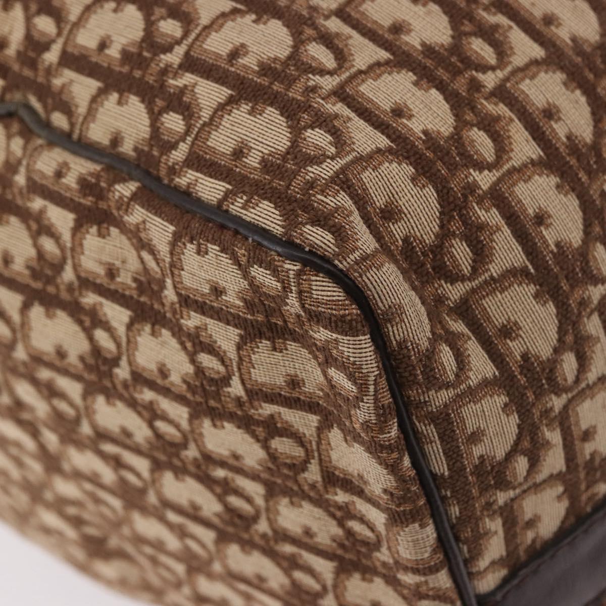 Christian Dior Trotter Canvas Boston Bag Brown Gold Auth 185175A