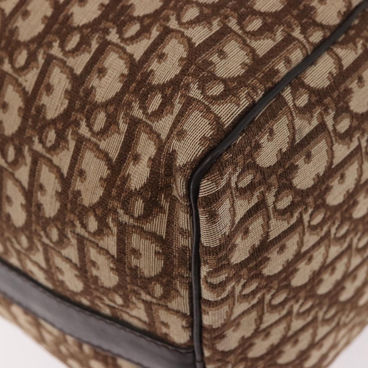 Christian Dior Trotter Canvas Boston Bag Brown Gold Auth 185175A