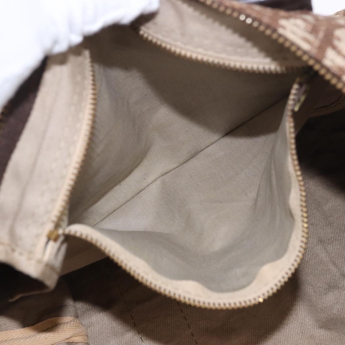 Christian Dior Trotter Canvas Boston Bag Brown Gold Auth 185175A
