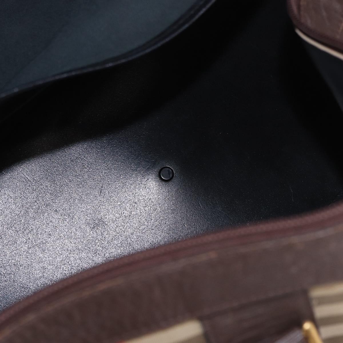 Burberrys Nova Check Boston Bag Canvas Beige Gold Auth 185176