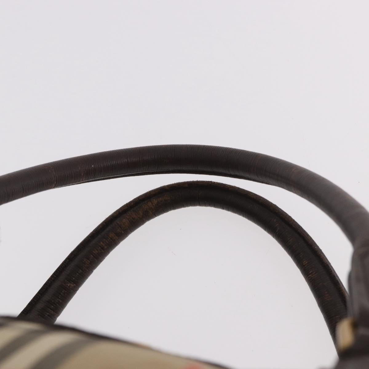 Burberrys Nova Check Boston Bag Canvas Beige Gold Auth 185176