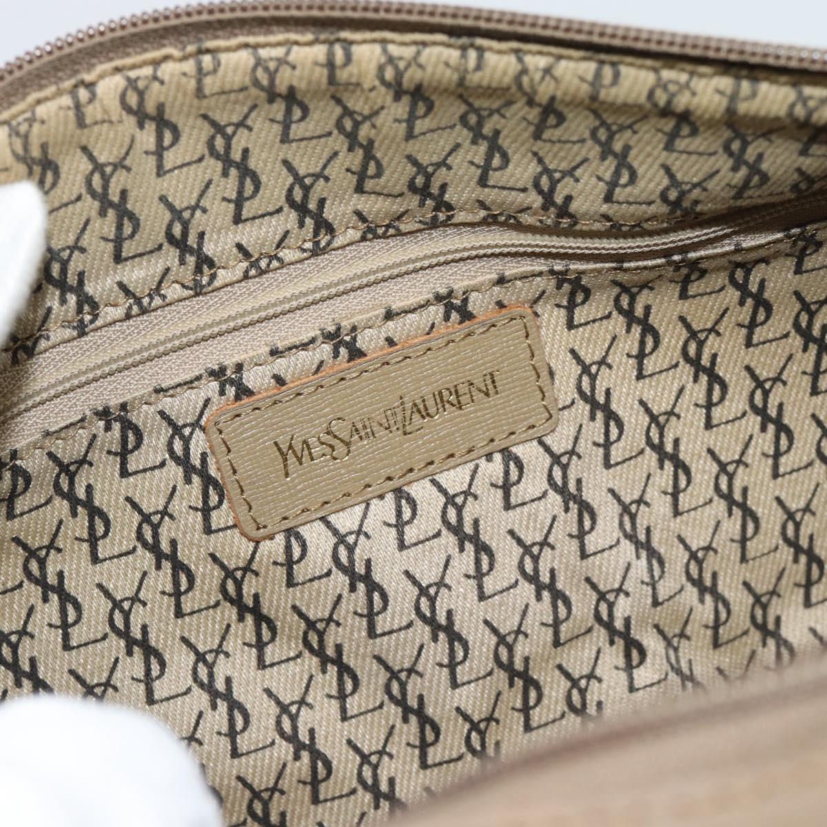 SAINT LAURENT Hand Bag PVC Leather Beige Auth 185177