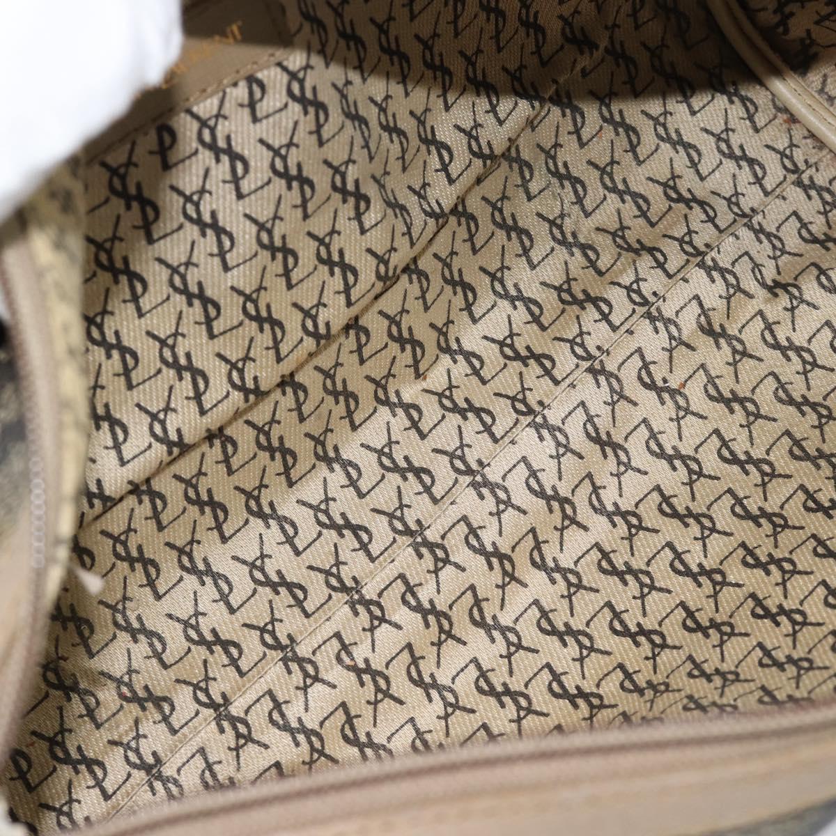 SAINT LAURENT Hand Bag PVC Leather Beige Auth 185177
