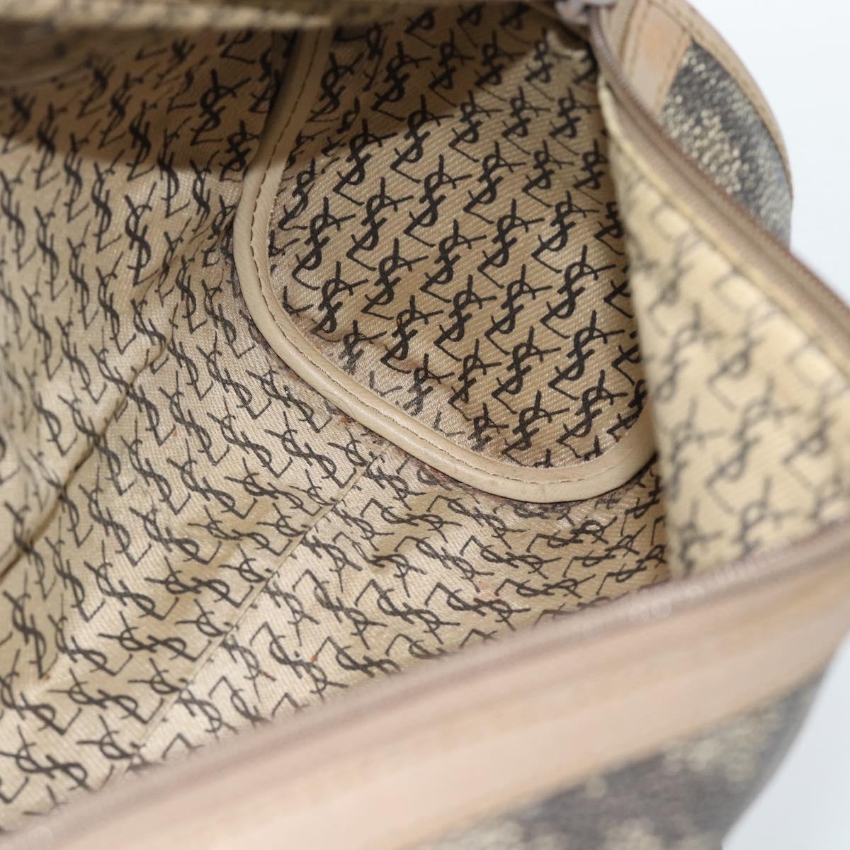 SAINT LAURENT Hand Bag PVC Leather Beige Auth 185177