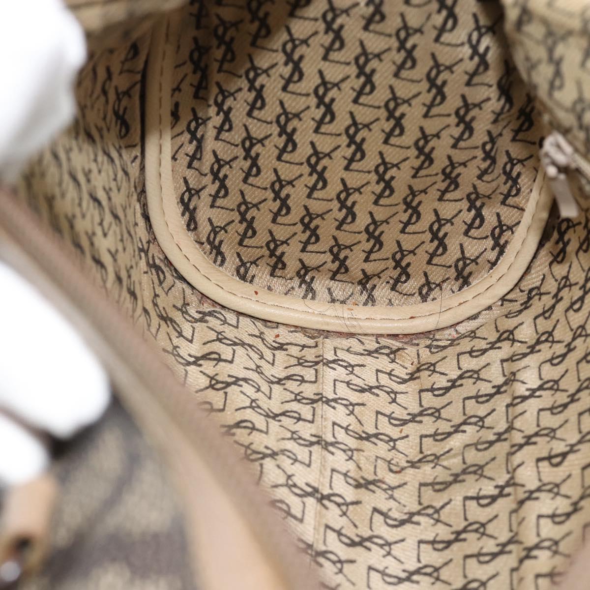 SAINT LAURENT Hand Bag PVC Leather Beige Auth 185177
