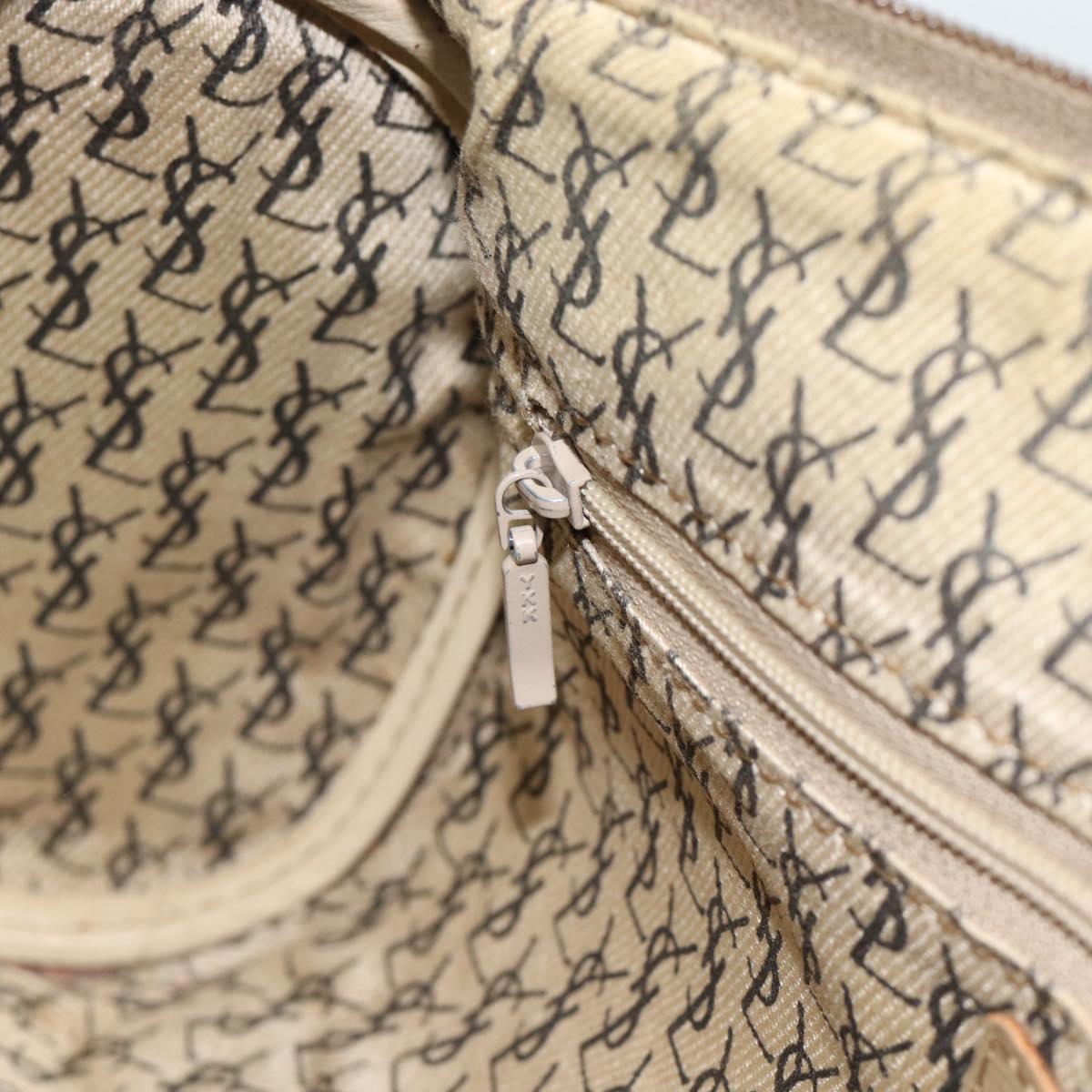 SAINT LAURENT Hand Bag PVC Leather Beige Auth 185177