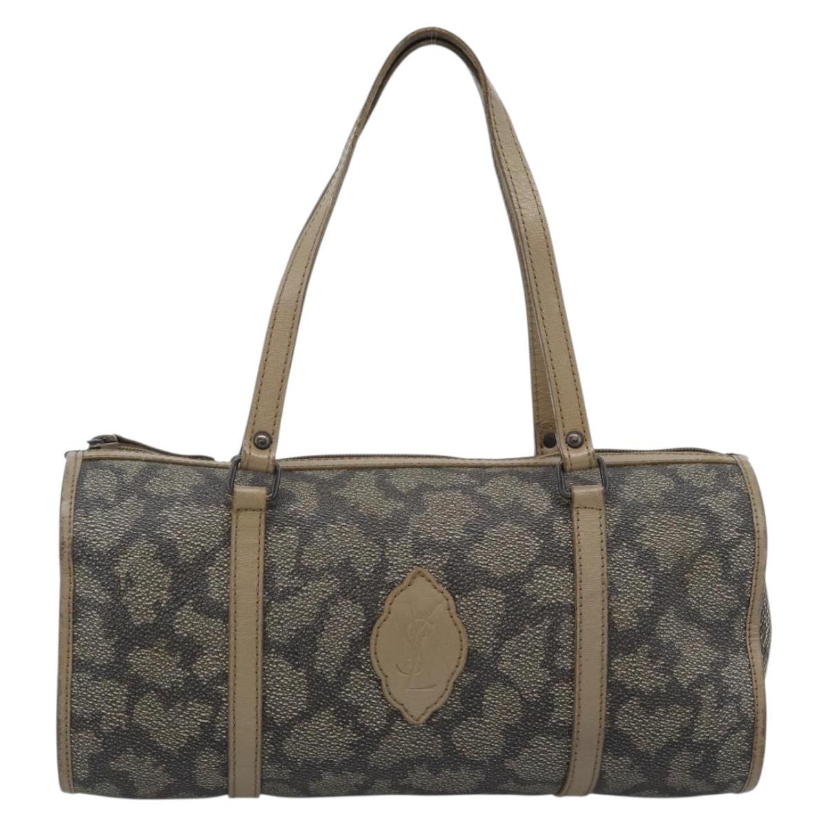 SAINT LAURENT Hand Bag PVC Leather Beige Auth 185177