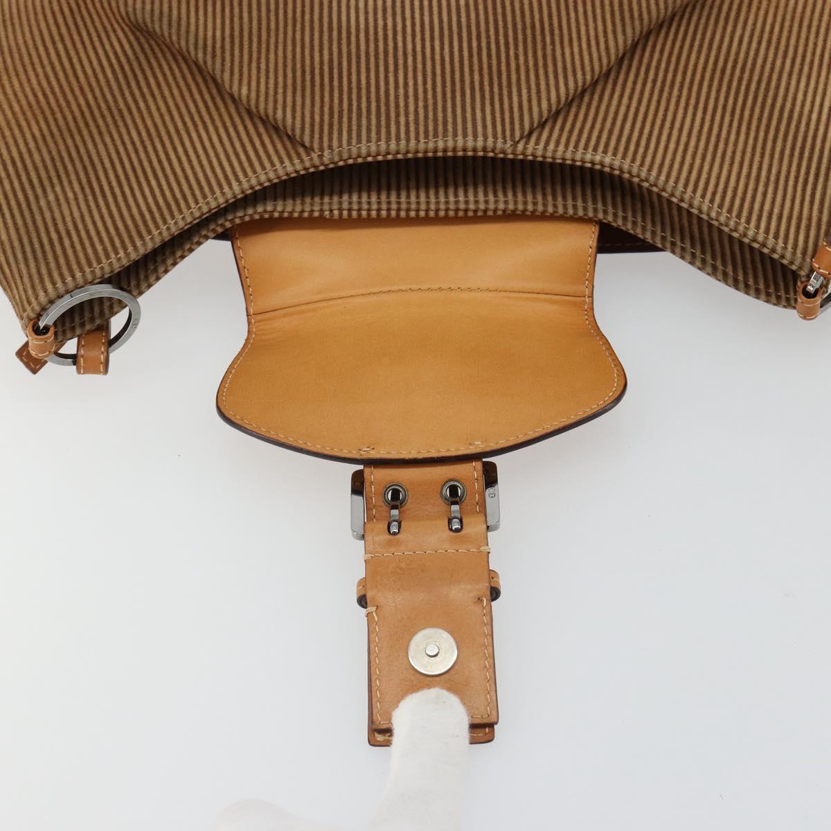 Christian Dior Shoulder Bag Suede Brown Silver Auth 185178V