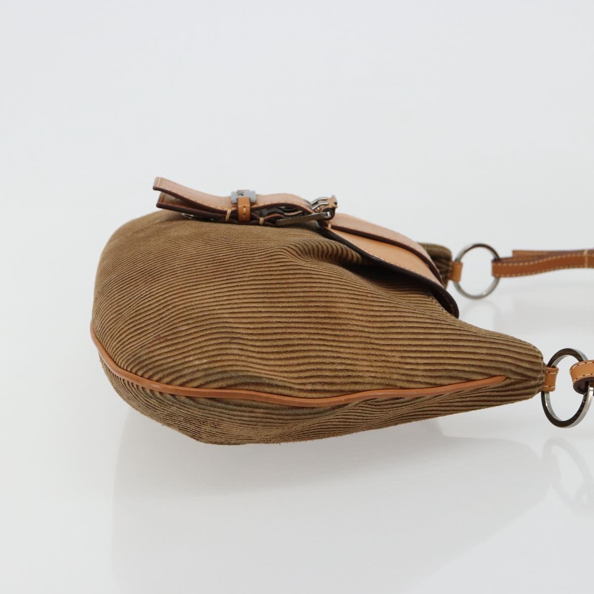 Christian Dior Shoulder Bag Suede Brown Silver Auth 185178V