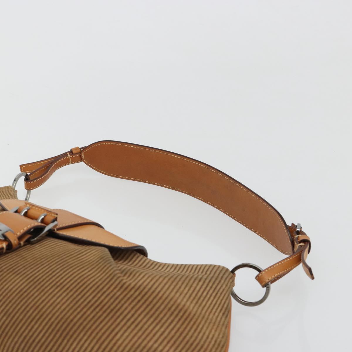 Christian Dior Shoulder Bag Suede Brown Silver Auth 185178V
