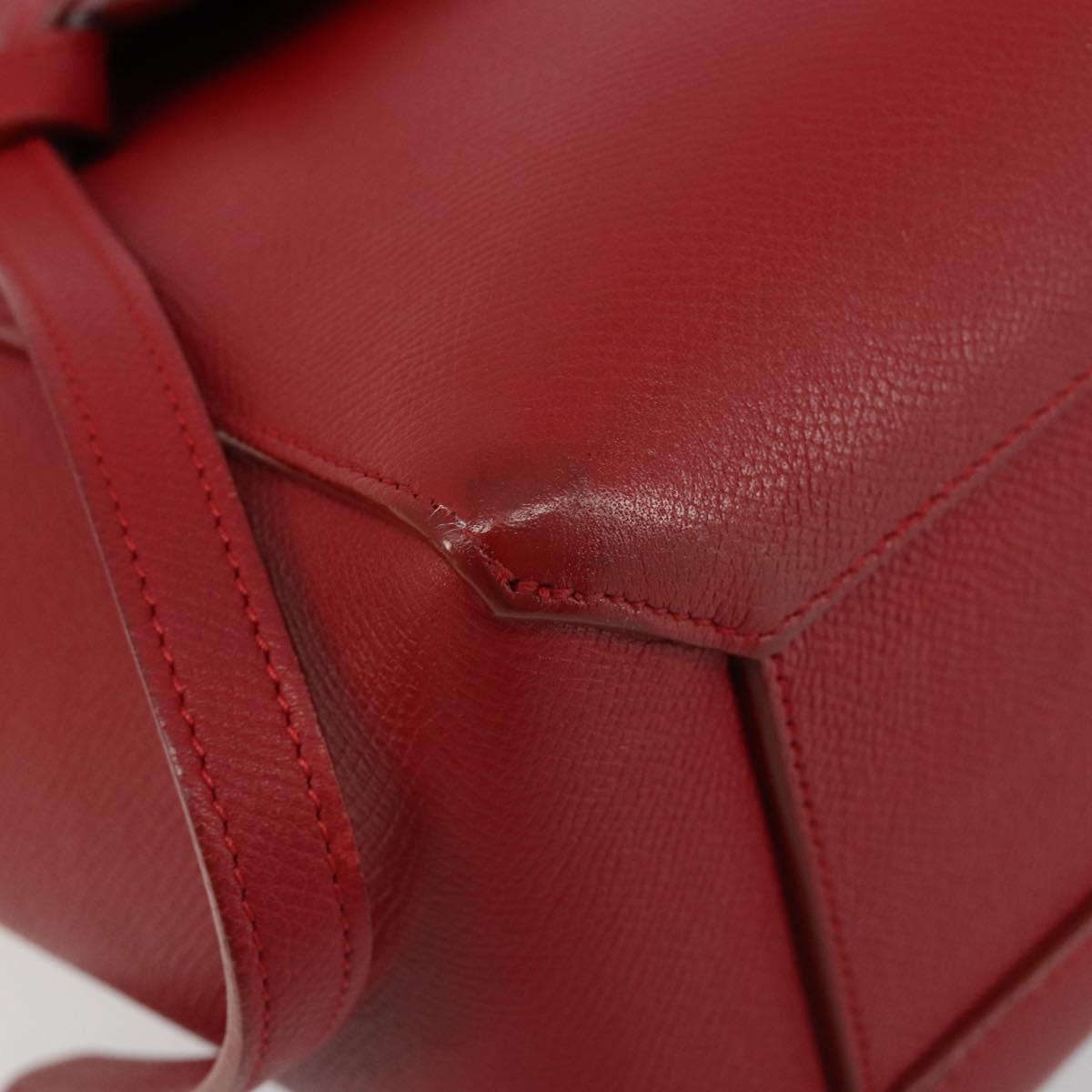 CELINE Belt Bag Micro Hand Bag Leather 2way Red Silver Auth 185181V