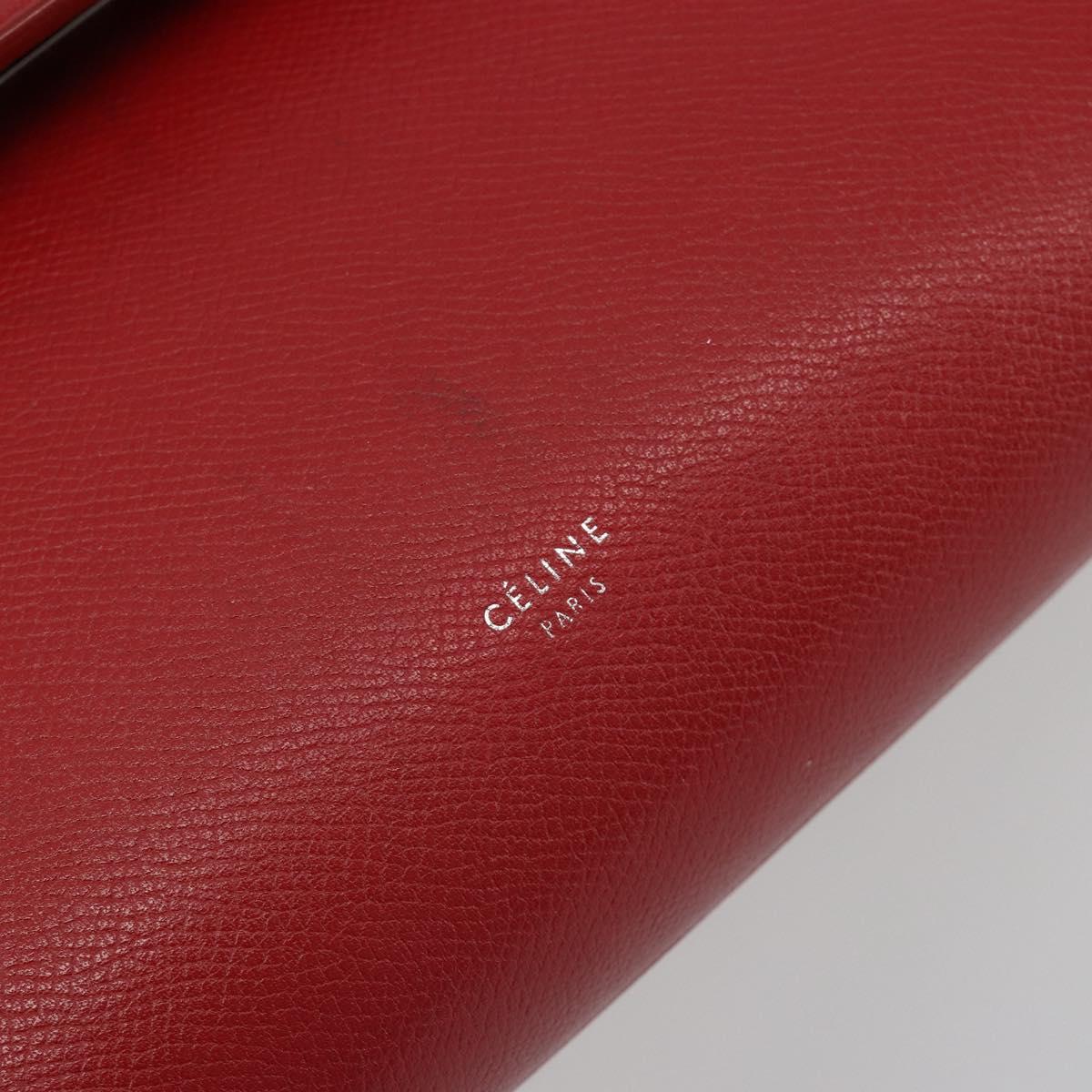 CELINE Belt Bag Micro Hand Bag Leather 2way Red Silver Auth 185181V