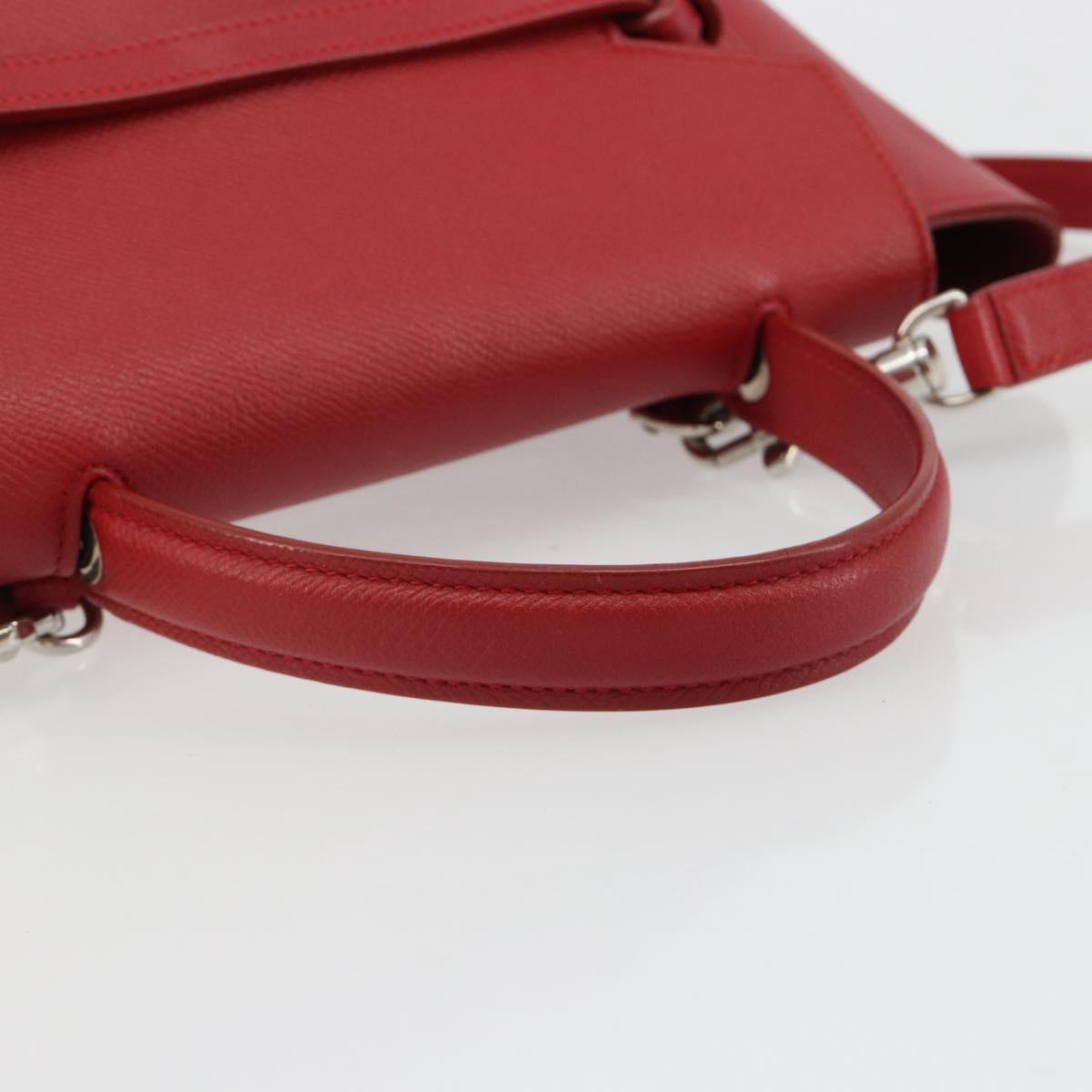 CELINE Belt Bag Micro Hand Bag Leather 2way Red Silver Auth 185181V