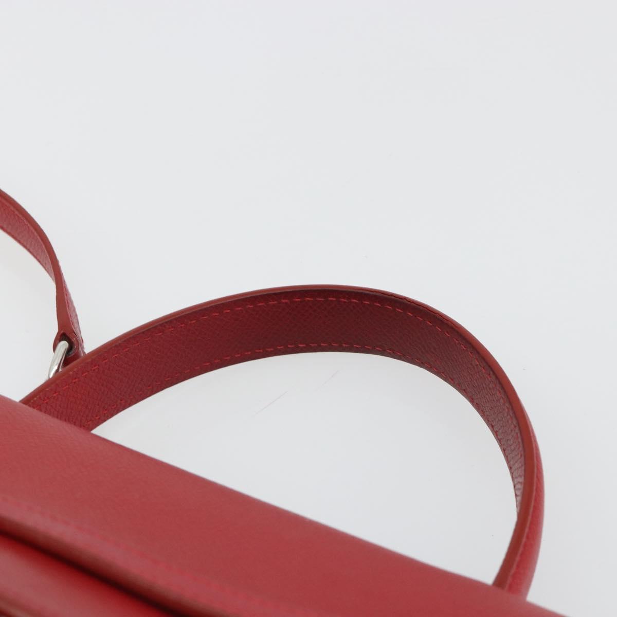 CELINE Belt Bag Micro Hand Bag Leather 2way Red Silver Auth 185181V