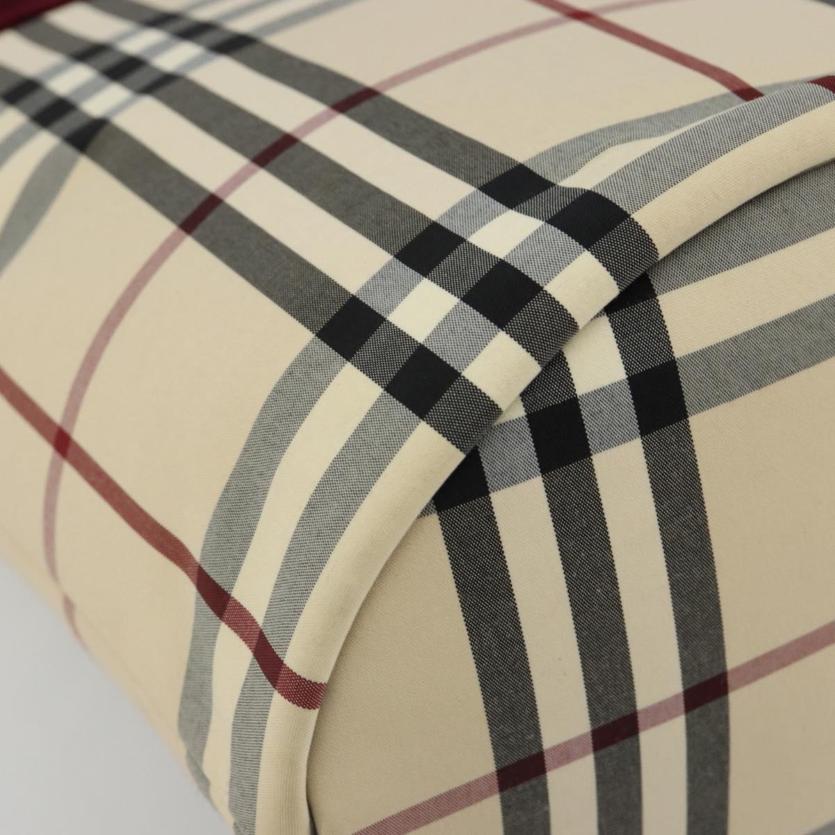 BURBERRY Nova Check Tote Bag Canvas Beige Silver Auth 185183A