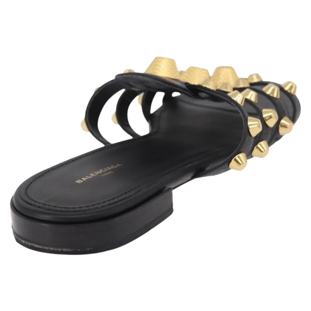 BALENCIAGA Sandals Leather Black Auth 185184A
