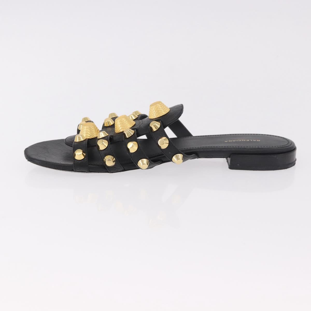 BALENCIAGA Sandals Leather Black Auth 185184A