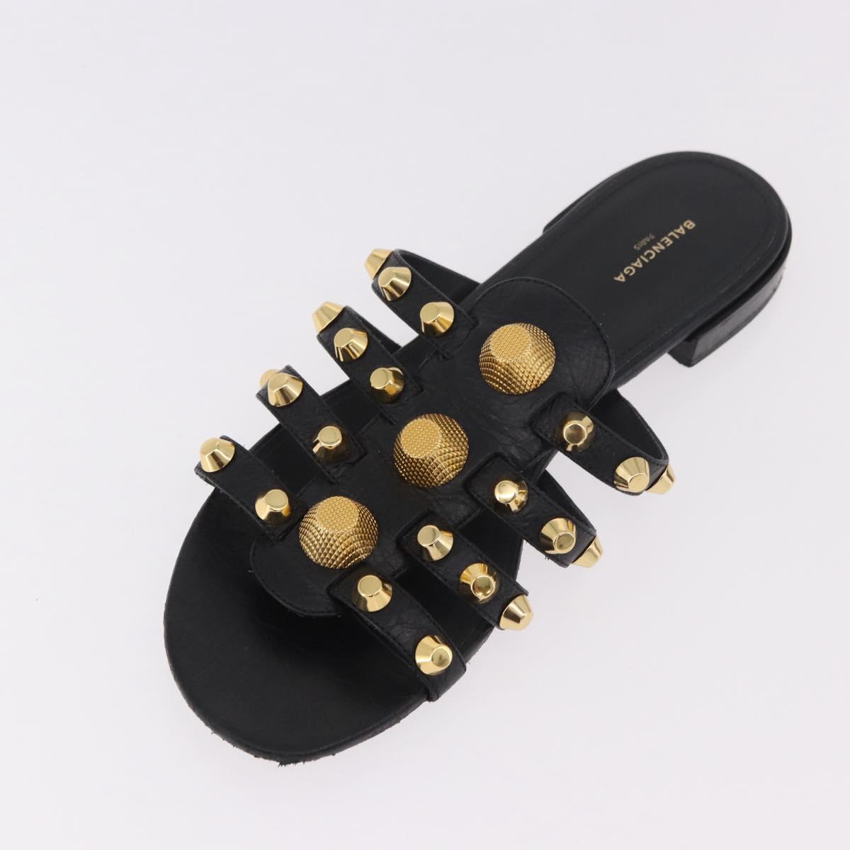 BALENCIAGA Sandals Leather Black Auth 185184A