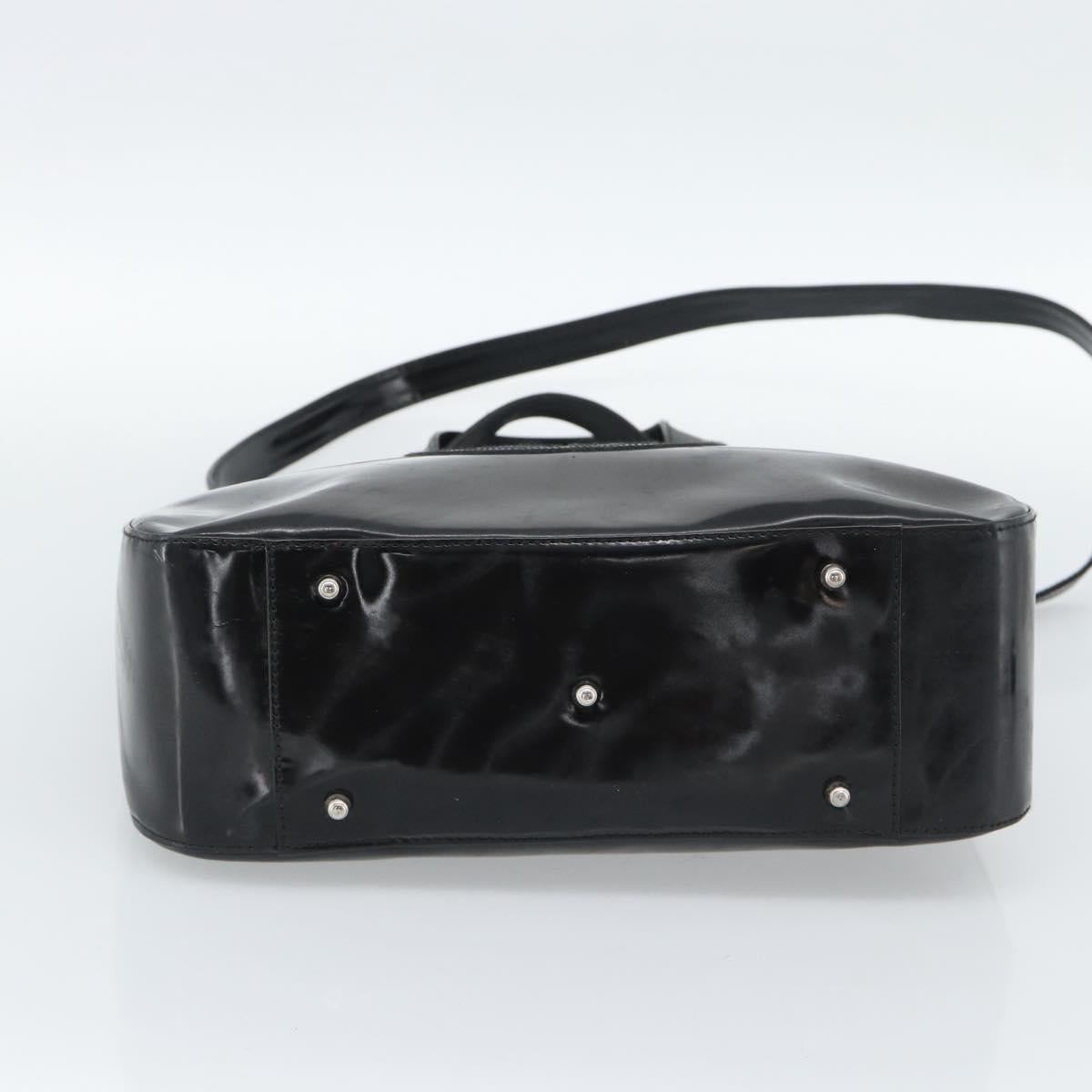 GUCCI Hand Bag Patent Leather 2way Black Silver 000 1013 0504 Auth 185190