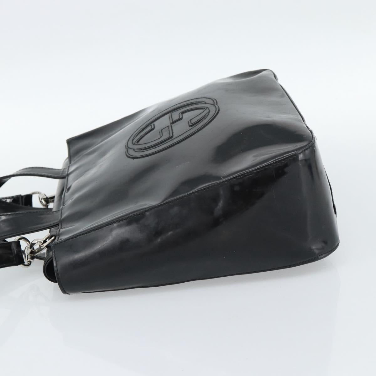 GUCCI Hand Bag Patent Leather 2way Black Silver 000 1013 0504 Auth 185190
