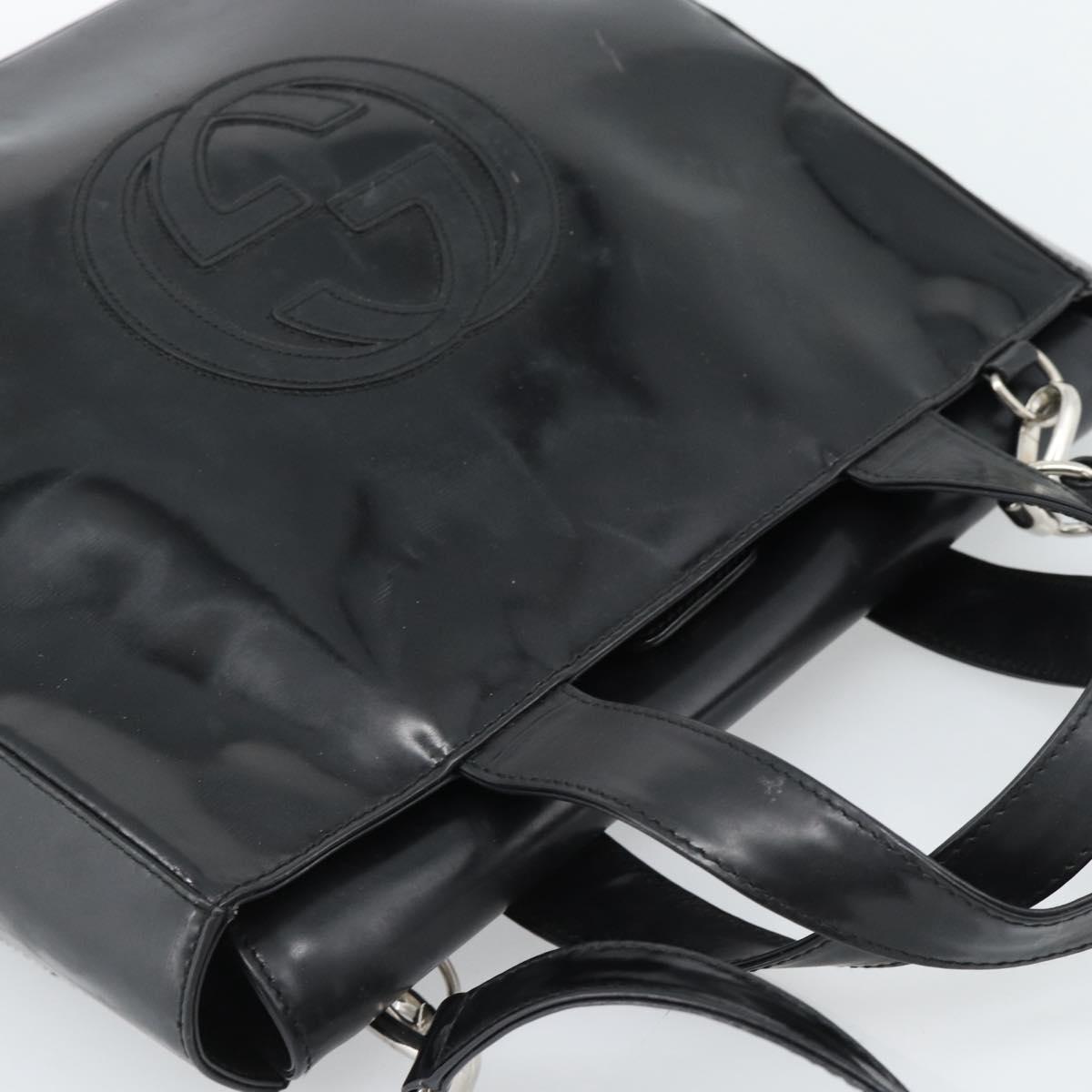 GUCCI Hand Bag Patent Leather 2way Black Silver 000 1013 0504 Auth 185190