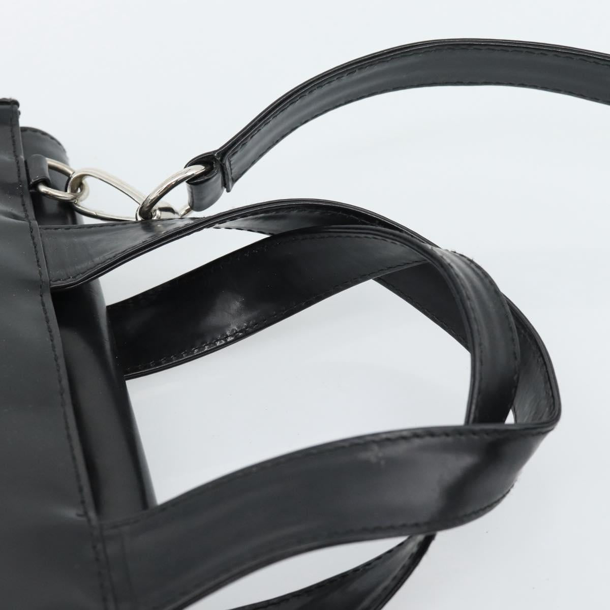 GUCCI Hand Bag Patent Leather 2way Black Silver 000 1013 0504 Auth 185190