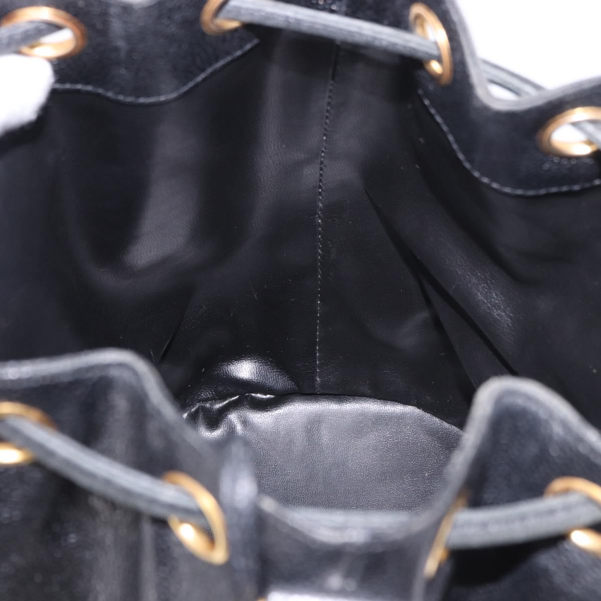 CHANEL Triple Coco Shoulder Bag Caviar Skin Black Gold CC Auth 185192SAV