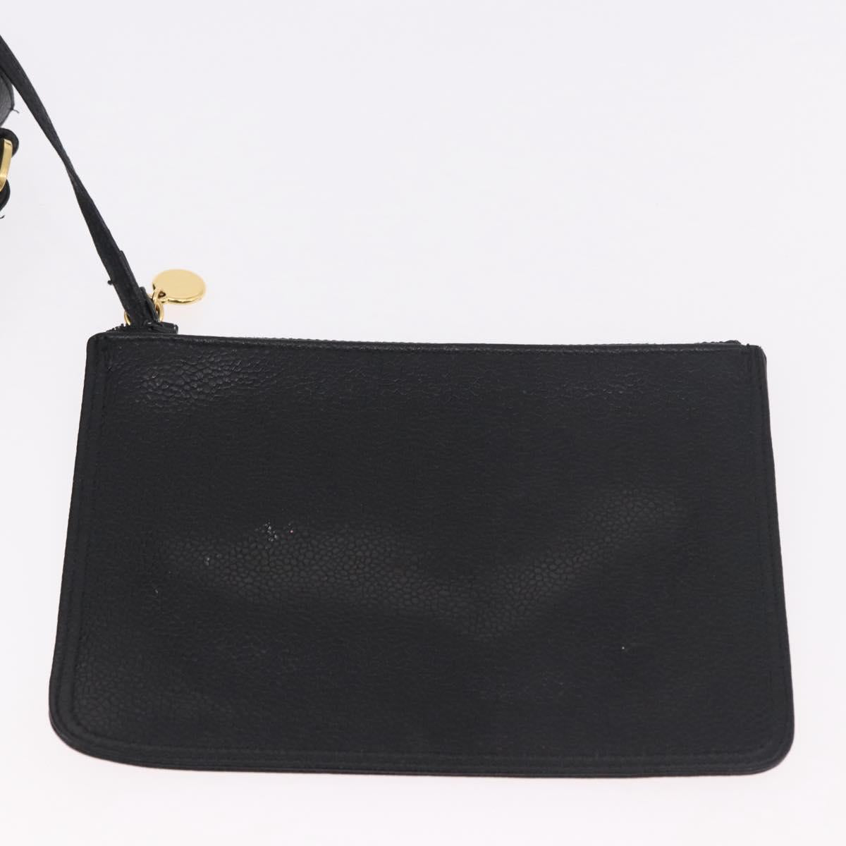 CHANEL Triple Coco Shoulder Bag Caviar Skin Black Gold CC Auth 185192SAV