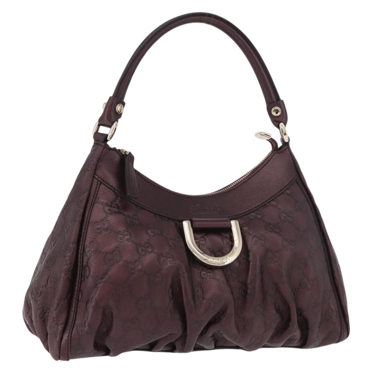 GUCCI GG Canvas Guccissima Abbey Bag Leather Bordeaux Gold 190525 Auth 185194V