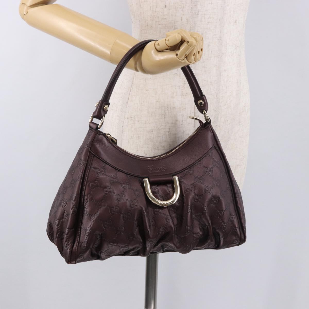 GUCCI GG Canvas Guccissima Abbey Bag Leather Bordeaux Gold 190525 Auth 185194V