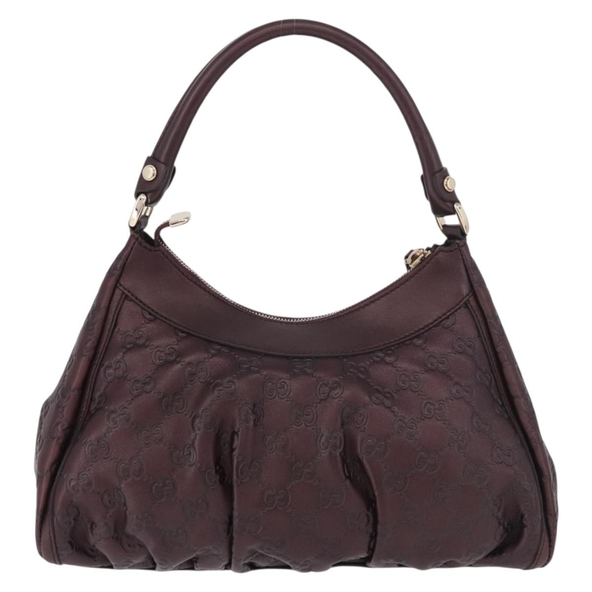 GUCCI GG Canvas Guccissima Abbey Bag Leather Bordeaux Gold 190525 Auth 185194V
