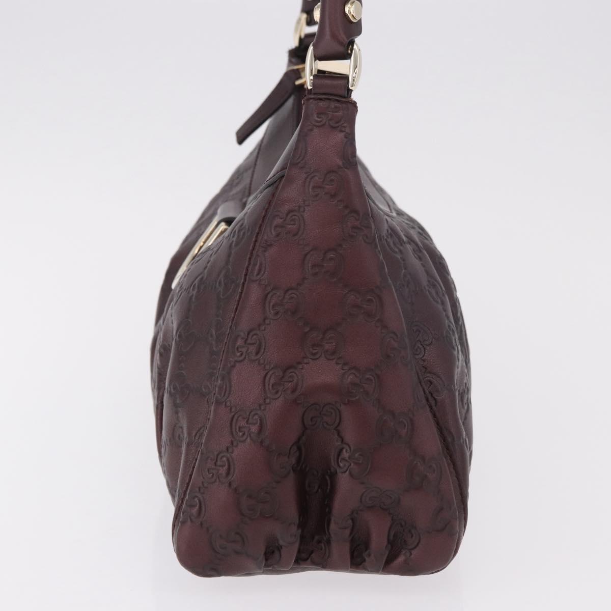 GUCCI GG Canvas Guccissima Abbey Bag Leather Bordeaux Gold 190525 Auth 185194V