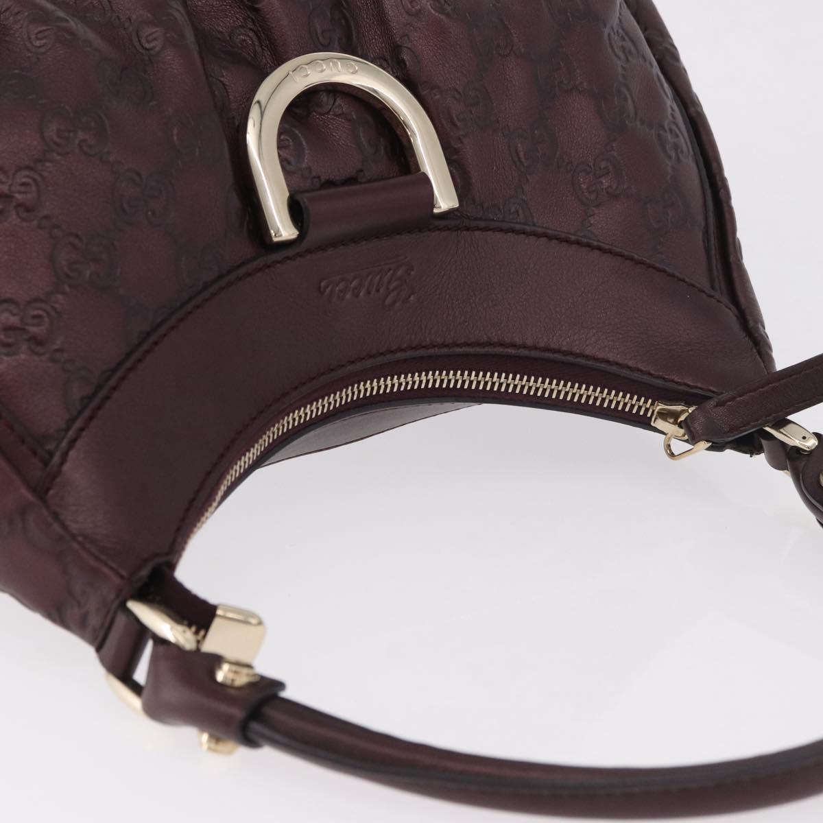 GUCCI GG Canvas Guccissima Abbey Bag Leather Bordeaux Gold 190525 Auth 185194V