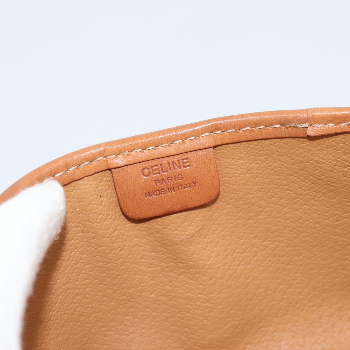 CELINE Macadam Canvas Pouch PVC Leather Brown Gold Auth 185196
