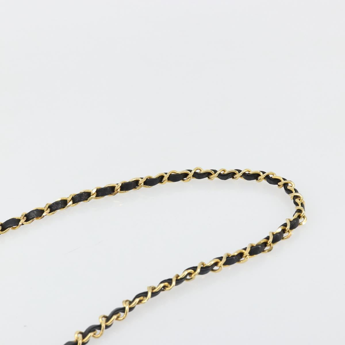 CHANEL Matelasse Chain Shoulder Bag Cotton Black Gold CC Auth 185197